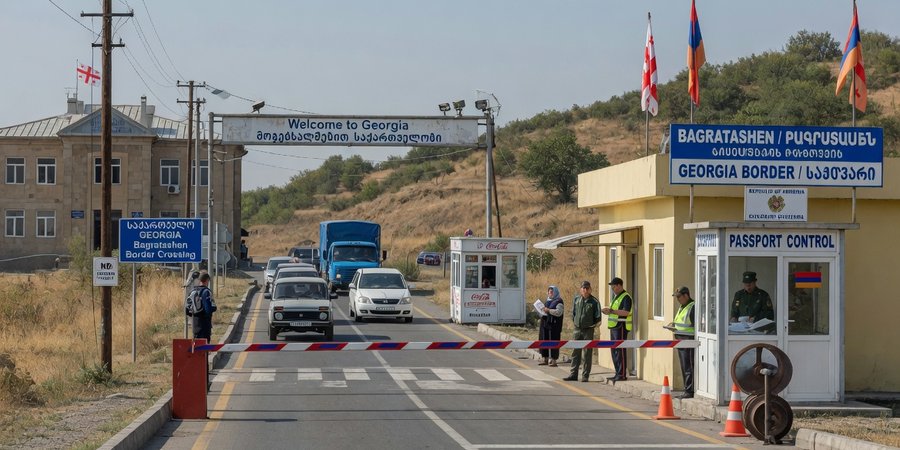 Hraniční přechod Bagratašen mezi Arménií a Gruzií