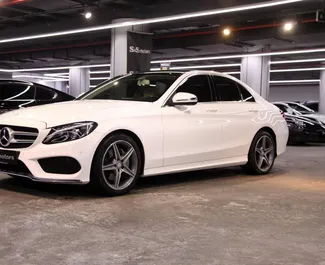 Front view of a rental Mercedes-Benz C200 d at Antalya Airport, Turkey ✓ Car #2224. ✓ Automatic TM ✓ 0 reviews.