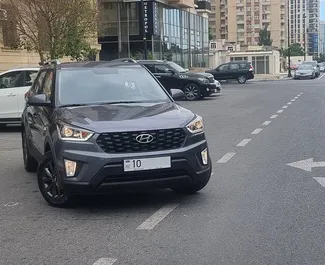 Vista frontal de un Hyundai Creta de alquiler en Bakú, Azerbaiyán ✓ Coche n.º 3494. ✓ Automático TM ✓ 0 opiniones.