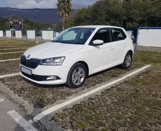 Front view of a rental Skoda Fabia in Tivat, Montenegro ✓ Car #4153. ✓ Automatic TM ✓ 1 reviews.