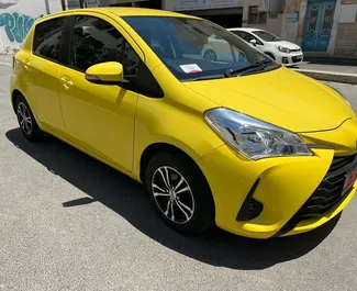 Front view of a rental Toyota Vitz in Larnaca, Cyprus ✓ Car #4371. ✓ Automatic TM ✓ 0 reviews.