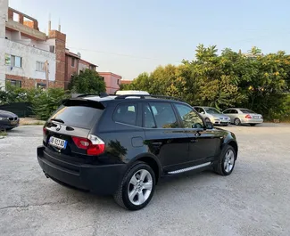 BMW X3 2008 automobilio nuoma Albanijoje, savybės ✓ Dyzelinas degalai ir 190 arklio galios ➤ Nuo 50 EUR per dieną.