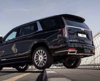 Front view of a rental Cadillac Escalade in Dubai, UAE ✓ Car #4938. ✓ Automatic TM ✓ 0 reviews.