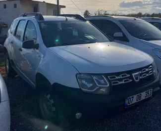 Front view of a rental Dacia Duster at Antalya Airport, Turkey ✓ Car #5034. ✓ Manual TM ✓ 0 reviews.