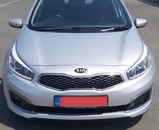 Front view of a rental Kia Ceed at Paphos Airport, Cyprus ✓ Car #5023. ✓ Manual TM ✓ 0 reviews.
