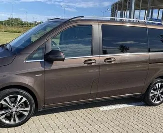 Front view of a rental Mercedes-Benz V-Class L at Vienna Airport, Austria ✓ Car #5342. ✓ Automatic TM ✓ 0 reviews.