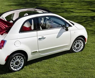 واجهة أمامية لسيارة إيجار Fiat 500 Cabrio في في كريت, اليونان ✓ رقم السيارة 1765. ✓ ناقل حركة يدوي ✓ تقييمات 0.