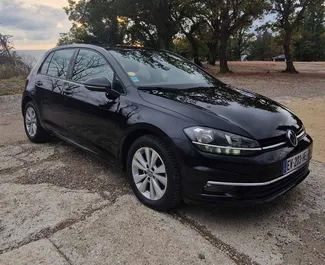 Front view of a rental Volkswagen Golf 7 in Rafailovici, Montenegro ✓ Car #5565. ✓ Automatic TM ✓ 0 reviews.