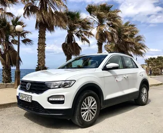 Front view of a rental Volkswagen T-Roc in Crete, Greece ✓ Car #5580. ✓ Manual TM ✓ 0 reviews.