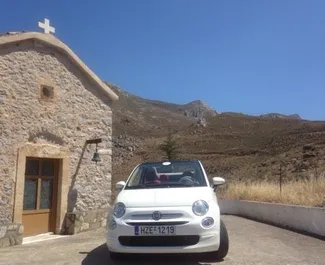 Front view of a rental Fiat 500 Cabrio in Crete, Greece ✓ Car #5755. ✓ Manual TM ✓ 0 reviews.