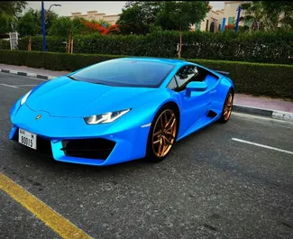 Vue de face d'une location Lamborghini Huracan à Dubaï, EAU ✓ Voiture #5652. ✓ Automatique TM ✓ 0 avis.