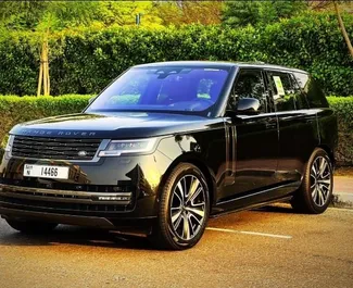 Front view of a rental Land Rover Range Rover in Dubai, UAE ✓ Car #5666. ✓ Automatic TM ✓ 0 reviews.