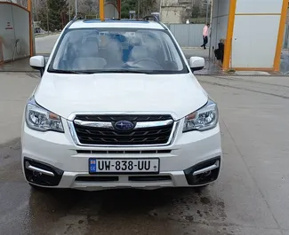 Frontvisning af en udlejnings Subaru Forester i Tbilisi, Georgien ✓ Bil #5947. ✓ Automatisk TM ✓ 0 anmeldelser.