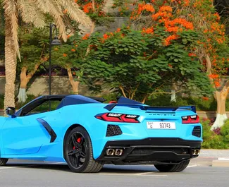 Chevrolet Corvette 2022 car hire in the UAE, featuring ✓ Petrol fuel and 570 horsepower ➤ Starting from 900 AED per day.