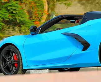 Chevrolet Corvette 2022 car hire in the UAE, featuring ✓ Petrol fuel and 570 horsepower ➤ Starting from 1500 AED per day.