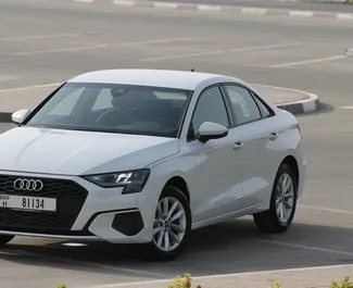 Nomas automašīnas priekšskats Audi A3 Sedan Dubaijā, AAE ✓ Automašīna #5979. ✓ Pārnesumu kārba Automātiskais TM ✓ Atsauksmes 0.