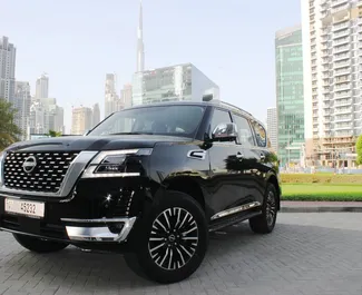 Front view of a rental Nissan Patrol in Dubai, UAE ✓ Car #6169. ✓ Automatic TM ✓ 0 reviews.