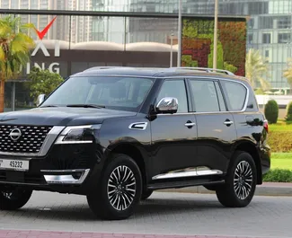 Nissan Patrol 2022 car hire in the UAE, featuring ✓ Petrol fuel and 400 horsepower ➤ Starting from 700 AED per day.