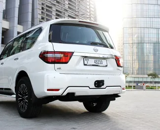 Nissan Patrol 2022 car hire in the UAE, featuring ✓ Petrol fuel and 525 horsepower ➤ Starting from 690 AED per day.