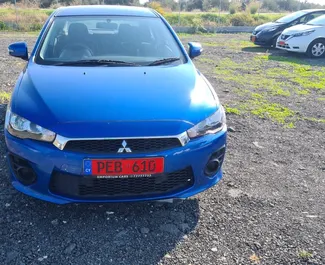 Front view of a rental Mitsubishi Lancer X in Limassol, Cyprus ✓ Car #6003. ✓ Automatic TM ✓ 0 reviews.