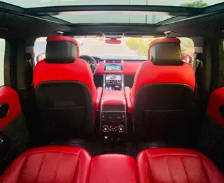 Interior of Land Rover Range Rover Sport for hire in the UAE. A Great 5-seater car with a Automatic transmission.