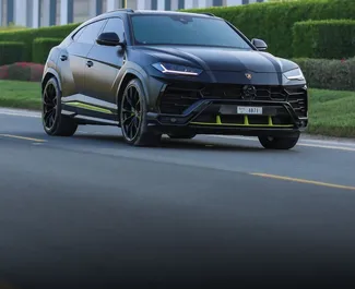 Frontvisning af en udlejnings Lamborghini Urus i Dubai, De Forenede Arabiske Emirater ✓ Bil #6150. ✓ Automatisk TM ✓ 0 anmeldelser.