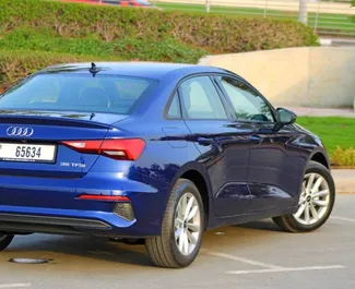Audi A3 Sedan 2023 automašīnas noma AAE, iezīmes ✓ Benzīns degviela un 225 zirgspēki ➤ Sākot no 290 AED dienā.