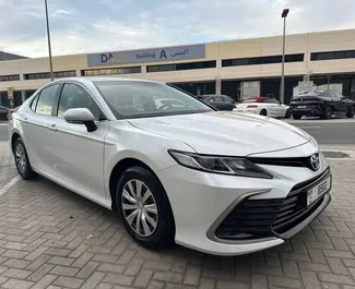 Front view of a rental Toyota Camry in Dubai, UAE ✓ Car #6170. ✓ Automatic TM ✓ 0 reviews.