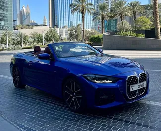 Front view of a rental BMW 420i Cabrio in Dubai, UAE ✓ Car #5983. ✓ Automatic TM ✓ 2 reviews.