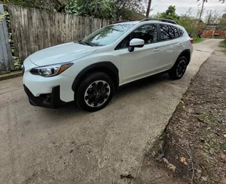 Frontvisning av en leiebil Subaru Crosstrek i Tbilisi, Georgia ✓ Bil #6258. ✓ Automatisk TM ✓ 0 anmeldelser.