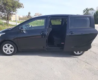 Interior of Toyota Sienta for hire in Cyprus. A Great 7-seater car with a Automatic transmission.