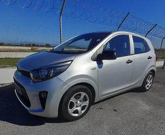 Front view of a rental Kia Picanto on Rhodes, Greece ✓ Car #6248. ✓ Manual TM ✓ 1 reviews.