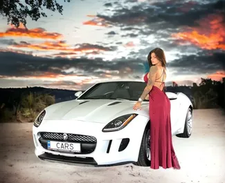 Jaguar F-Type 2015 car hire in Georgia, featuring ✓ Petrol fuel and 340 horsepower ➤ Starting from 350 GEL per day.