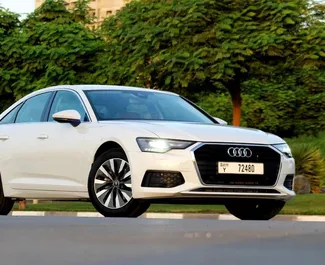 Audi A6 2023 autóbérlés az Egyesült Arab Emírségekben, jellemzők ✓ Benzin üzemanyag és 225 lóerő ➤ Napi 575 AED-tól kezdődően.