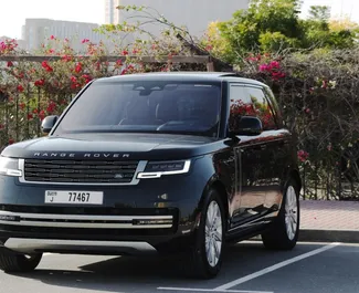 Framvy av en hyrbil Range Rover Vogue i Dubai, Förenade Arabemiraten ✓ Bil #6643. ✓ Växellåda Automatisk TM ✓ 0 recensioner.