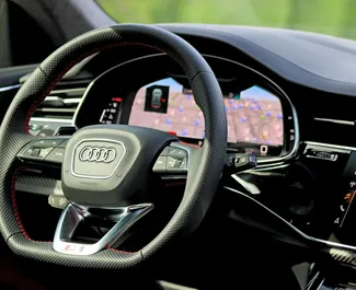 Interior of Audi RS Q8 for hire in the UAE. A Great 5-seater car with a Automatic transmission.