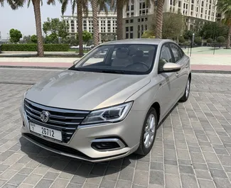 Front view of a rental MG 5 in Dubai, UAE ✓ Car #4863. ✓ Automatic TM ✓ 0 reviews.