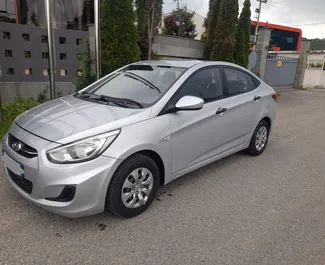 Front view of a rental Hyundai Accent in Tirana, Albania ✓ Car #6533. ✓ Manual TM ✓ 1 reviews.