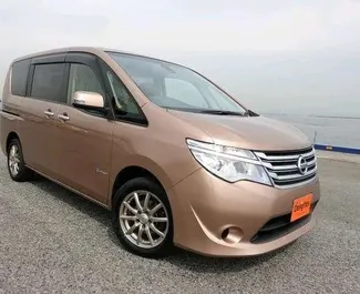 Front view of a rental Nissan Serena in Ayia Napa, Cyprus ✓ Car #4239. ✓ Automatic TM ✓ 0 reviews.