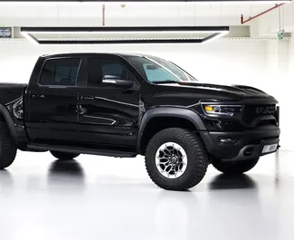 Dodge Ram TRX 2023 car hire in the UAE, featuring ✓ Petrol fuel and 702 horsepower ➤ Starting from 2120 AED per day.