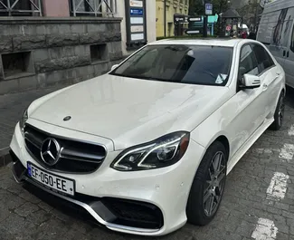 Front view of a rental Mercedes-Benz E-Class in Tbilisi, Georgia ✓ Car #6573. ✓ Automatic TM ✓ 1 reviews.