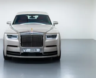 Front view of a rental Rolls-Royce Phantom in Dubai, UAE ✓ Car #6752. ✓ Automatic TM ✓ 0 reviews.