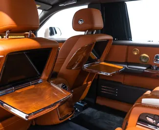 Interior of Rolls-Royce Phantom for hire in the UAE. A Great 4-seater car with a Automatic transmission.