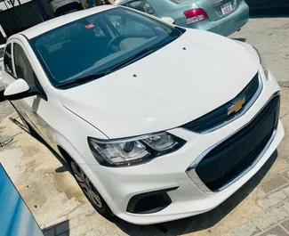 Chevrolet Aveo 2019 car hire in the UAE, featuring ✓ Petrol fuel and  horsepower ➤ Starting from 73 AED per day.