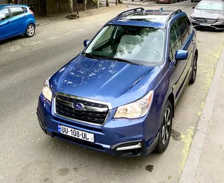 Frontvisning av en leiebil Subaru Forester i Tbilisi, Georgia ✓ Bil #7166. ✓ Automatisk TM ✓ 2 anmeldelser.