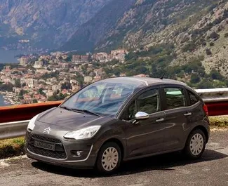 Front view of a rental Citroen C3 in Kotor, Montenegro ✓ Car #7127. ✓ Automatic TM ✓ 0 reviews.