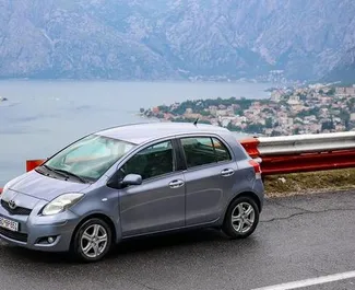 Front view of a rental Toyota Yaris in Kotor, Montenegro ✓ Car #7128. ✓ Manual TM ✓ 0 reviews.