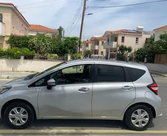 Front view of a rental Nissan Note in Limassol, Cyprus ✓ Car #7250. ✓ Automatic TM ✓ 0 reviews.