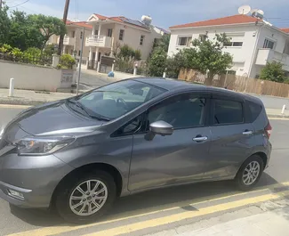 Front view of a rental Nissan Note in Limassol, Cyprus ✓ Car #7249. ✓ Automatic TM ✓ 0 reviews.