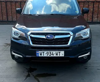 Priekinė automobilio, kurį nuomojate Subaru Forester Tbilisyje, Gruzija vaizdas ✓ Automobilis #7197. ✓ Pavarų dėžė Automatinis TM ✓ Atsiliepimai 0.